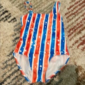Cat & Jack Red and Blue Striped Kids Swim One Piece